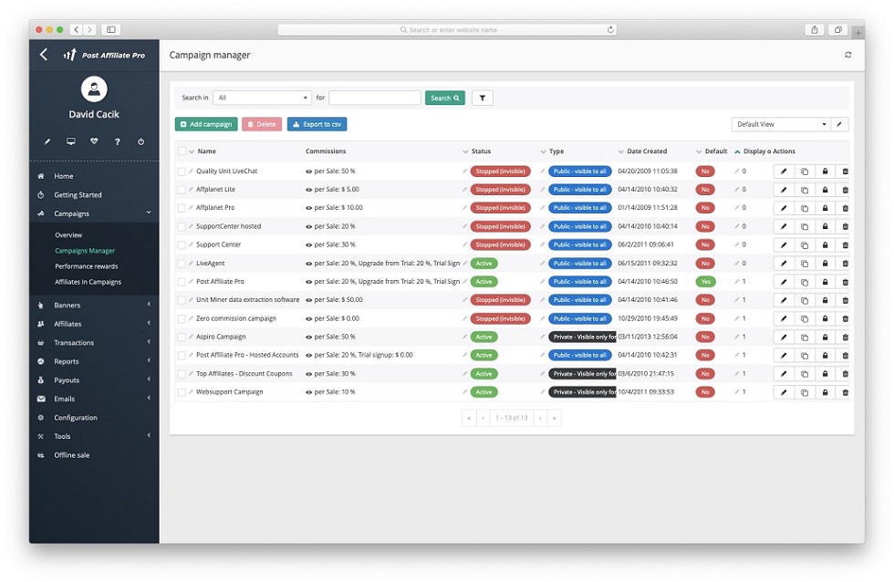screenshot of Post Affiliate Pro